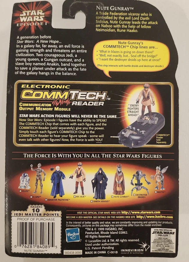 Additional image for Hasbro Star Wars Episode I Basic 1999 Nute Gunray Action Figure – Set 84089