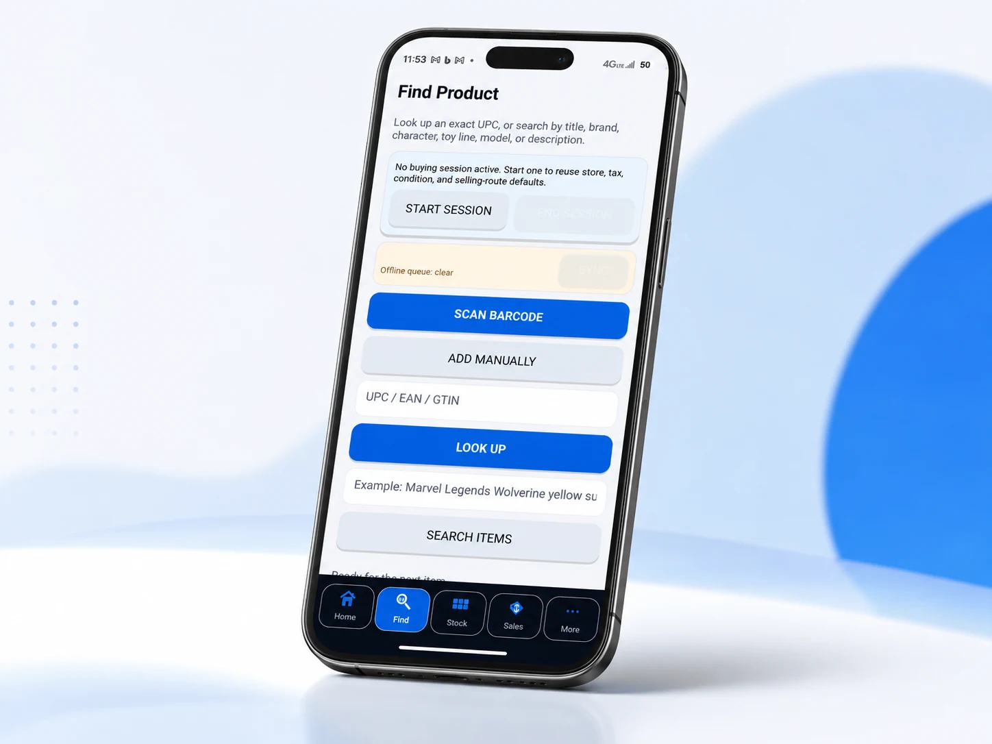 Trejji Collect Find Product screen shown on a phone